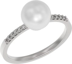 Кольцо из серебра с жемчугом искусственным и фианитом р. 18 Arina 1041731-01150-2S
