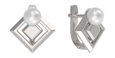 Серьги из серебра с жемчугом искусственным Arina 1038802-01250-2S
