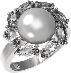 Кольцо из серебра с жемчугом и фианитом р. 17 Arina 1035181-01150