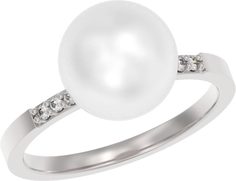 Кольцо из серебра с жемчугом искусственным и фианитом р. 18 Arina 1041721-01150-2S