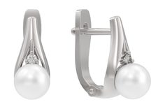 Серьги из серебра с жемчугом искусственным и фианитом Arina 1040862-01150-2S