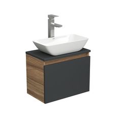 Тумба с раковиной и смесителем Bau (Тумба 50, графит + раковина 47х24 + смеситель) Bauedge