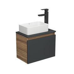 Тумба с раковиной и смесителем Bau (Тумба 50, графит + раковина 37х23 + смеситель) Bauedge