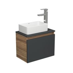 Тумба с раковиной и смесителем Bau (Тумба 50, графит + раковина 37х23 + смеситель) Bauedge