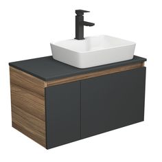 Комплект для ванной 3 предмета тумба Bau Dream 80 графит раковина накладная BAU Ceram Bauedge
