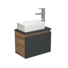Тумба с раковиной и смесителем Bau (Тумба 50, графит + раковина 38х24 + смеситель) Bauedge
