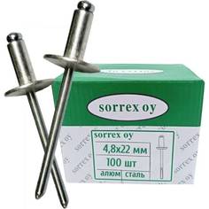 Вытяжная заклепка SORREX широкий бортик 16 мм, 4,8х22, алюминий/сталь, 100 шт. 2ASLA 48220