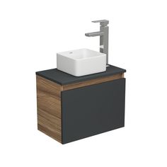 Тумба с раковиной и смесителем Bau (Тумба 50, графит + раковина 24х24 + смеситель) Bauedge