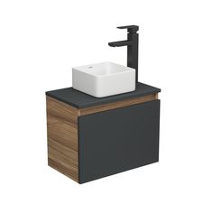 Тумба с раковиной и смесителем Bau (Тумба 50, графит + раковина 24х24 + смеситель) Bauedge