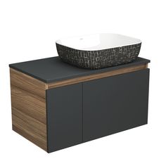 Тумба с раковиной 80 Bau (Тумба 80, графит + раковина Stil Black White 50х40) Bauedge