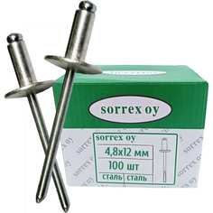 Заклепка SORREX широкий бортик 16 мм, сталь/сталь, 4,8х12, 100 шт. SSLA 48120 100