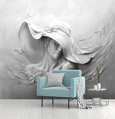 Фотообои Dekor Vinil "Девушка в шляпе, 3D" 300х260 см. 7802dv