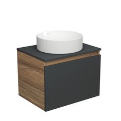 Тумба с раковиной 60 Bau (Тумба 60, графит + раковина круглая Dream D41, белая) Bauedge