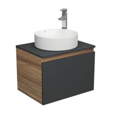 Тумба с раковиной и смесителем Bau (Тумба 60, графит + раковина D41 + смеситель) Bauedge