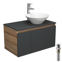 Комплект для ванной тумба Bau 80, графит раковина BAU Dream D43 смеситель Bauedge