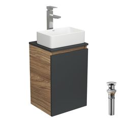 Комплект для ванной, 4 предм. Bau (Тумба 40, графит + раковина 37х23 + смеситель + выпуск) Bauedge