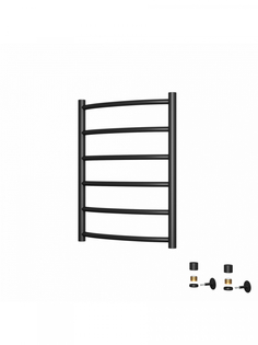 Полотенцесушитель водяной Teymi Lina П6 50х80, макс. комплектация К3, черный матовый
