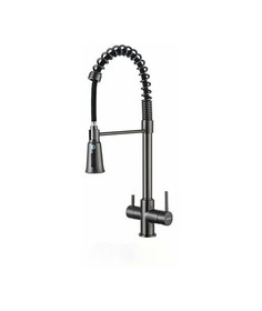 Смеситель для кухни Gappo G4398-69 с подключением фильтра, гибкий излив, оружейная сталь