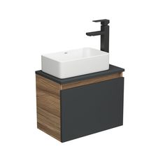 Тумба с раковиной и смесителем Bau (Тумба 50, графит + раковина 38х24 + смеситель) Bauedge