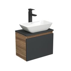 Тумба с раковиной и смесителем Bau (Тумба 50, графит + раковина 47х24 + смеситель) Bauedge