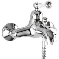 Cezares Margot Смеситель для ванны и душа однорычажный цвет хром ручки белый (MARGOT-VM-01