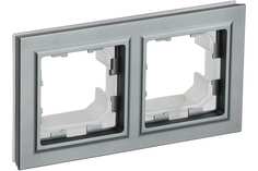 IEK BRITE Рамка 2-мест. IP44 РУ-2-БрС-44 сталь