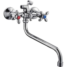 Смеситель для ванны с длинным изливом (маховики крест) Frap F2227-2