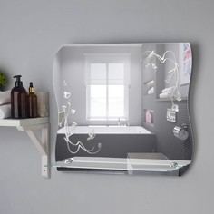 Зеркало, настенное, с пескоструйной графикой, с полочкой, 50х60 см No Brand