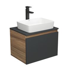Тумба с раковиной и смесителем Bau (Тумба 60, графит + раковина 48х37 + смеситель) Bauedge