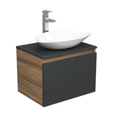Тумба с раковиной и смесителем Bau (Тумба 60, графит + раковина 59х39 + смеситель) Bauedge