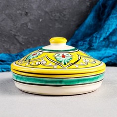 Масленка Риштанская Керамика "Узоры", 17 см, желтая Shafran