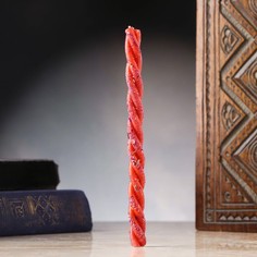 Свеча-скрутка Влечение партнера с розой, семенами укропа и пачули, 16х1,2 см, красный No Brand