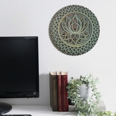 Панно настенное металл Цветок лотоса беж 30х0,8х30 см No Brand