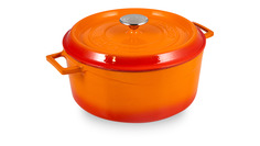 Кастрюля с крышкой LAVA d24 см, 4,5 л, чугун, оранжевая