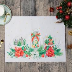 Салфетка на стол "Christmas red flowers" 30х40см, 100% п/э, оксфорд 420 г/м2 No Brand
