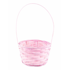 Корзина для цветочныx композиций бамбук 16x10x32 см розовая No Brand