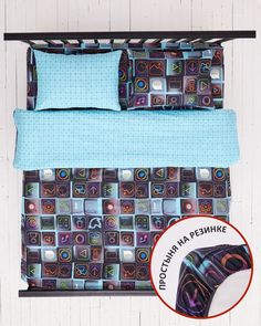 Постельное белье с простыней на резинке, поплин "Всё себе" "Апгрейд"; 1.5 простыня 140х200