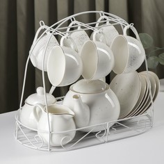 Сервиз чайный Доляна «Млечный путь», 15 предметов: 6 чашек, 6 блюдец, молочник, чайник, са