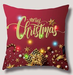 Наволочка со светодиодной подсветкой Homium Merry Christmas, цвет красный (рисунок звездоч
