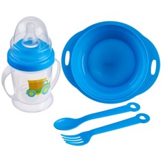Набор детской посуды «Малыш», 4 предмета: тарелка, бутылочка, ложка, вилка, от 5 мес. Крошка Я