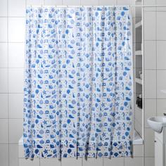 Колорит Штора для ванной комнаты «Ракушки», 180?180 см, полиэтилен, цвет белый
