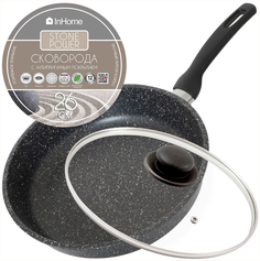 Сковорода InHome IVFS 26 см + крышка, серия Stone Power Гранит