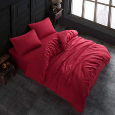 Комплект постельно белья ATLASPLUS евро наволочки 50х70 см ранфорс красный