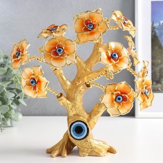 Сувенир от сглаза Цветущее дерево золото, оранж 17,5х6,5х23 см No Brand