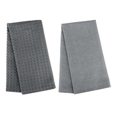 BY COLLECTION Полотенце кухонное 2шт 50х70см, 100% хлопок, темно-серый