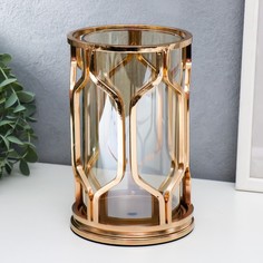 Подсвечник металл, на 1 свечу Соты золото 12,5х12,5х20 см No Brand