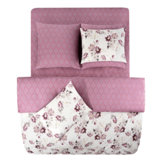 Комплект постельного белья Estia Анкона евро хлопок 70 x 70 см бело-розовый