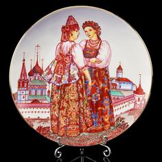 Декоративная тарелка Ярославские сударыни Форма Эллипс ИФЗ Императорский Фарфоровый Завод
