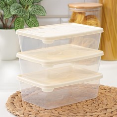 Набор контейнеров Sima-land пищевых Helisnki Artichoke, 3 шт, 1,35 л, прямоугольные, бежев