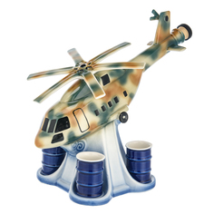 Штоф фарфоровый "Вертолет" со стопками. Гжель Russia The Great